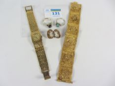 Tissot 'Stylist' gold-plated ladies wristwath, silver gilt bracelet stamped 950,