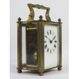 19th/20th century French brass carriage clock manufactured by Duverdry and Bloquel,