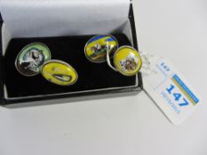 Pair of four vices enamel cuff-links stamped 925