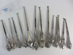 Collection of Victorian/Edwardian hallmarked siilver handled button hooks