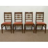 Set four mahogany dining chairs with upholstered drop in seats