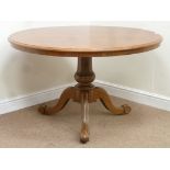 Victorian mahogany circular breakfast table on turned pedestal base,