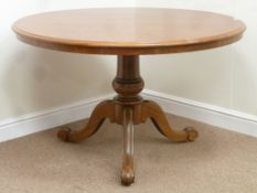 Victorian mahogany circular breakfast table on turned pedestal base,