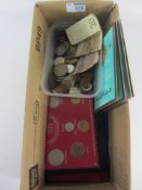 Commemorative and old coins in one box