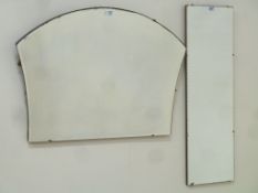 Shaped frameless mirror with bevelled glass (91cm x 61cm),