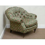 20th century upholstered armchair with fan shaped back,