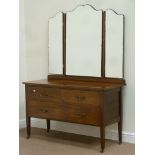 Edwardian inlaid mahogany dressing chest fitted with three drawers and triple mirror back, W122cm,