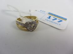 Stone set heart gold ring hallmarked 9ct