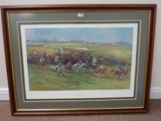 'The Grand National Aintree' Claire Eva Burton limited edition Chelsea Green colour print signed