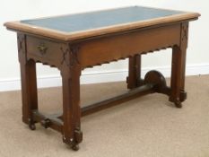 Late Victorian aesthetic movement pitch pine table,