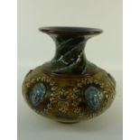 Royal Doulton stoneware vase decorated with masks, foliage etc,