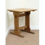 20th century pine square top table on waxed pine jointed base, 61cm x 61cm,