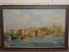 Whitby Harbour, oil on board signed and dated W.E.