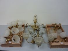 Brass five branch chandelier H35cm,