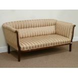 Edwardian mahogany framed upholstered two seat sofa with inlaid detail,