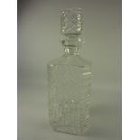 Waterford cut crystal square whisky decanter H15.