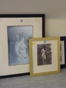 Three quarter length Female Nude study, acrylic on canvas signed by John Emerill,