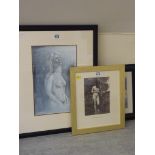 Three quarter length Female Nude study, acrylic on canvas signed by John Emerill,