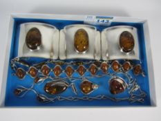 Collection of amber jewellery stamped 925