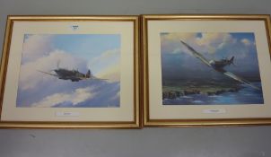 'Spitfire Mark IX' and 'Coastal Patrol Spitfire' pair colour prints after Barry G.