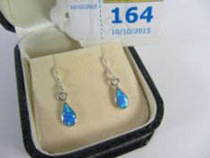 Pair of opal drop ear-rings stamped 925