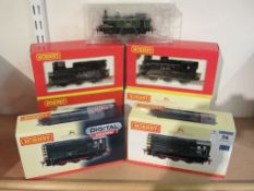 Hornby 00 gauge digital locomotive R2977X and six tank locomotives R2417, R2264, R2325a, R2400A,