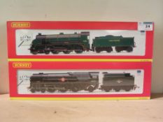 Hornby 00 gauge Southern 4-6-0 Pendragon locomotive and tender R2620 and BR 4-6-2 Blue Star