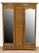 Edwardian inlaid mahogany wardrobe fitted with two bevelled glass mirror doors, W164cm, H,