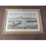 The Harbour Scarborough watercolour by H Stanley 1944 26cm x 44cm