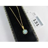 Gold-plated opal daisy pendant necklace stamped 925