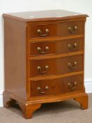 Sydney Smith reproduction yew wood four drawer serpentine chest of small proportions, W53cm, H72cm,