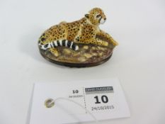 Halcyon Days porcelain Giant Cheetah bonboniere 8cm