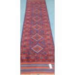 Meshwani red and blue ground runner rug,