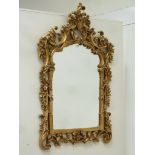 Large French style gilt wood overmantle mirror, W109cm,