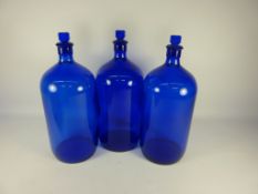 Three Bristol blue coloured chemists jars H31cm