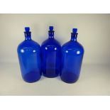 Three Bristol blue coloured chemists jars H31cm