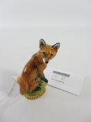 Halcyon Days porcelain fox with hallmarked silver gilt base