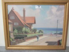Corner of South Marine Drive Bridlington 1950's oil on board signed  Bruce 30cm x 40cm and