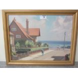 Corner of South Marine Drive Bridlington 1950's oil on board signed  Bruce 30cm x 40cm and