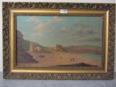 Scarborough South Bay Edwardian oil on canvas unsigned 29cm x 50cm