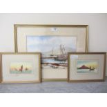 Ships at Sea, pair watercolours signed by D.