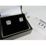 Pair of diamond stud ear-rings approx 1 carat stamped 750