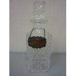 Waterford cut crystal whisky decanter together with a hallmarked silver decanter label H25.