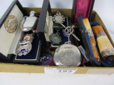 Hallmarked silver military and other medals, brooch,