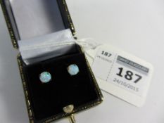 Pair of opal gold-plated stud ear-rings