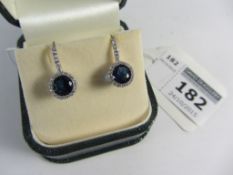 Pair blue stone dress ear-rings stamped 925