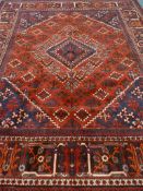 Persian Meimeh red and blue ground rug,