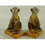 Pair of Halcyon Days seated monkeys H10cm