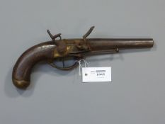 18th century French 1777 pattern 13 bore military flintlock holster pistol,