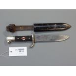 German Third Reich Hitler Youth dagger, 13.5cm blade stamped Gebr.